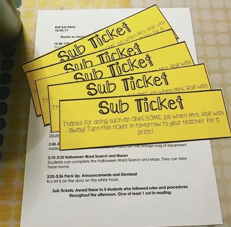 Substitute Classroom Management Ideas, Substitute Teacher Tickets, Substitute Incentive, Substitute Teacher Ideas Elementary Classroom Management, Substitute Teacher Behavior Incentive, 4th Grade Behavior Management, Substitute Behavior Incentive, Christmas Classroom Management Ideas, 5th Grade Behavior Management