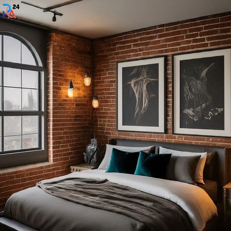 Discover the best men's bedroom ideas to transform your space into a stylish and comfortable retreat. Explore creative designs, modern decor, and unique tips to elevate your bedroom. Brick Accent Wall Bedroom, Brick Bedroom Ideas, Brick Wall Bedroom, Brick Bedroom, Brick Wall Living Room, Brick Feature Wall, Brick Room, Brick Interior Wall, Modern Apartment Design