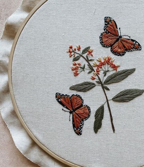 Embroidered Monarch Butterfly, Monarch Embroidery, Monarch Butterfly Embroidery, Embroidery Symbols, Butterfly Embroidery Designs, Embroidery Butterflies, Veil Embroidery, Butterflies Embroidery, Clothing Construction