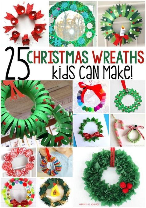 Winter wreaths welcome everyone home for the holidays! Kids Pasta, Christmas Wreath Craft, Christmas Crafts For Adults, Winter Wreaths, Holiday Crafts For Kids, Navidad Diy, Preschool Christmas, Xmas Wreaths, 3d Christmas