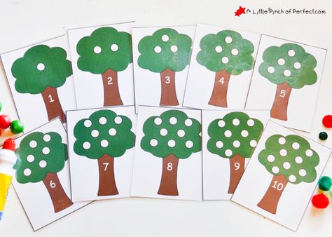 Counting and Addition Apple Tree Math Activity + Printable | A Little Pinch of Perfect Apple Math For Toddlers, Apple Tree Printable, Apple Tree Counting, Homeschool Curriculum Planning, Preschool Apple Theme, Apple Math, Educational Activities For Preschoolers, Apple Preschool, Number Identification