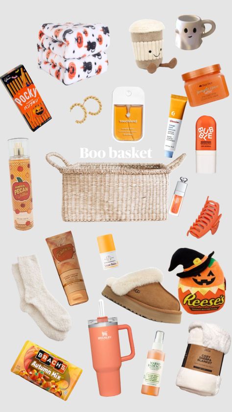 POV:you make your own boo basket Boo Basket Ideas For Girlfriend, Boo Basket Ideas For Best Friend, Fall Basket Ideas, Boo Basket Ideas, Halloween Sleepover, Spooky Halloween Gifts, Fall Gift Baskets, Boo Gift, Halloween Gift Baskets