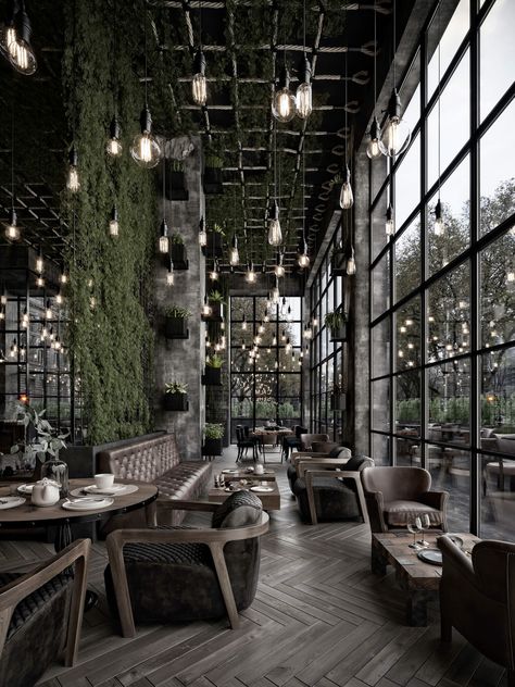 Calm Street Cafe, Modern Restaurant Design, Café Design, Street Cafe, Coffee Shop Interior Design, Bar Interior Design, Cafe Shop Design, Stil Industrial, Coffee Shops Interior