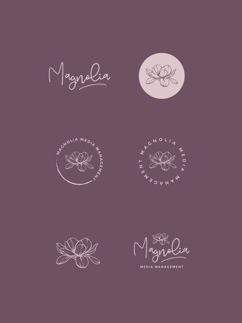 Gostei da cor Magnolia Logo Design, Logo Variations Branding, Magnolia Branding, Magnolia Logo, Logo Variations, Management Logo, Inspiration Logo Design, Graphisches Design, Logo Floral