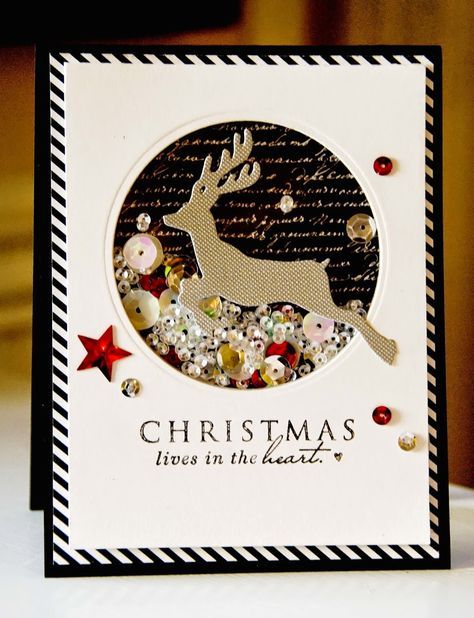 christmas shaker card inspiration #diywithstyle Christmas Shaker Cards Ideas, Making Christmas Cards Ideas, Shaker Cards Ideas, Shaker Christmas Cards, Christmas Shaker Cards, Fuse Tool, Space Christmas, Essential Products, Christmas Card Inspiration