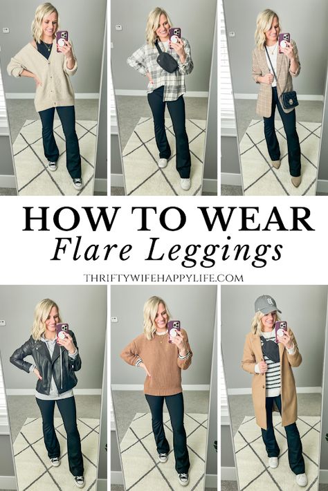 Leggings Work Outfit, Flare Leggings Outfit, Outfits Leggins, Leggings Outfit Winter, Pants Outfit Fall, Boot Cut Leggings, Flare Legging, Flared Leggings, Hair Summer