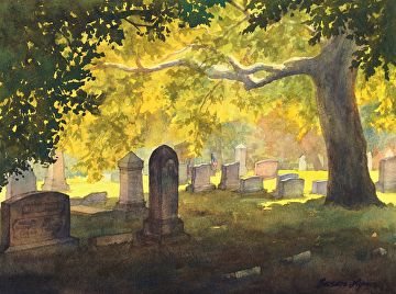 Firefly Painting, Seascape Artwork, Halloween Dance, Facebook Cover Images, Japan Painting, Scene Drawing, Arts Stream, Old Cemeteries, Cemetery Art