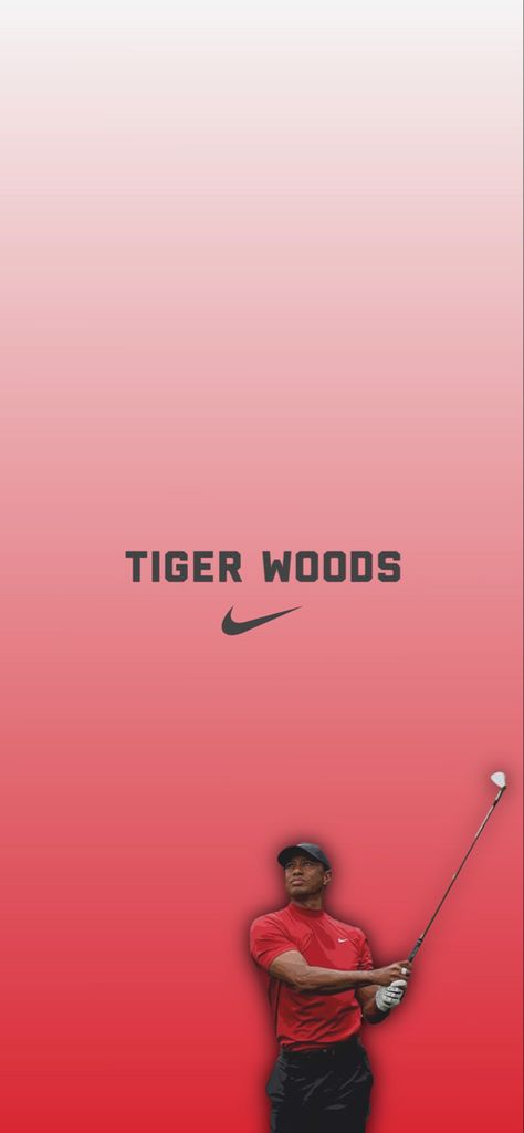 Tiger woods swinging club with Nike sign. Nike Golf Wallpaper, Tiger Woods Aesthetic, Tiger Woods Wallpaper, Sports Wallpaper, Tiger Wood, Golf Pictures, Wood Logo, Lockscreen Aesthetic, Golf Drills