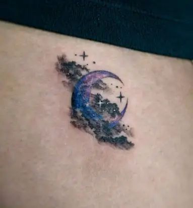 Night Sky Tattoo, Night Sky Tattoos, Sky Tattoo, Astronomy Tattoo, Storm Tattoo, Watercolor Night Sky, Sky Tattoos, Night Tattoo, Scene Tattoo