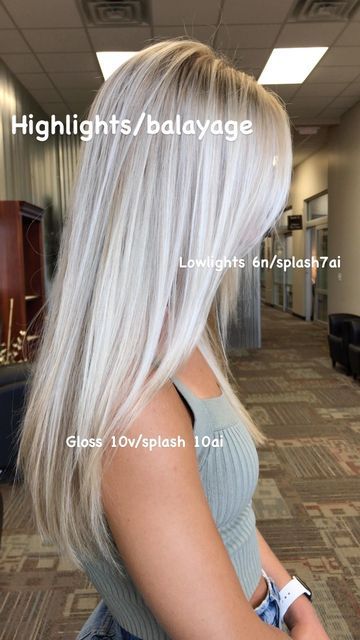 Low Lights Platinum Hair, Platinum Blonde Hair Lowlights, Icy Platinum Blonde Highlights, Blonde Highlights Heavy, Icy Blonde On Brown Hair, Platinum Blonde Dimensional Hair, Platinum Blonde Straight Hair, Hairstyles To Do With Halo Extensions, Low Lights On Platinum Blonde Hair