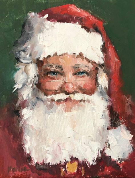 Impressionistic painting of Santa Oil on stretched canvas with deep sides painted Black Santa Claus Painting, Black Santa Painting, Christmas Art Santa, Santa Claus Acrylic Painting, Abstract Santa Claus Painting, Santa Portrait Painting, Christmas Art Painting Acrylic Santa, Santa Oil Painting, Vintage Santa Painting