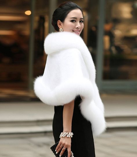 Winter Wedding Coat, Bridal Shawls, Shawl White, Bridal Coat, Poncho Coat Cape, Wedding Bolero, Red Luxury, Faux Fur Cape, Faux Fur Shawl