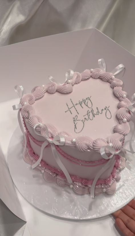 Cake For Birthday Simple, Cakes Inspo Aesthetic, Coquette 18th Birthday Theme, Pink Cake With Bows, That Girl Since Cake, Cake Ideas For 17th Birthday Girl, Coquette Cake Birthday Pink, Coquette Cake Aesthetic, Cute Cake Designs Birthday