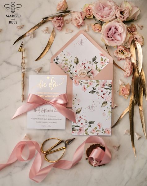 Are you planning a dreamy and elegant wedding affair? Look no further than our stunning Elegant Blush Pink Wedding Invitation Suite. This collection will set the perfect tone for your romantic celebration, infused with a touch of golden shine and luxurious floral details. Our Romantic Golden Shine Wedding Cards exude opulence and sophistication. The combination of blush pink and gold creates a timeless and alluring aesthetic that will leave your guests in awe. The intricate floral motifs add a t Lilac Wedding Bouquet, Wedding Reception Planning, Autumnal Wedding, To Do Planner, Design Invitation, Lilac Wedding, Handmade Wedding Invitations, Pink Shades, Beach Wedding Invitations