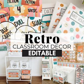 Groovy Boho Classroom Decor - Retro Classroom Decor Theme by Shayna Vohs Groovy Classroom Theme, Cool Fonts Alphabet, Retro Classroom Decor, Groovy Classroom, Classroom Jobs Display, Retro Classroom, Boho Classroom Decor, 120 Chart, Book Bin Labels