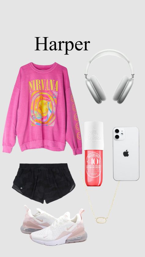 Nirvana Sweatshirt Outfit, Harper Preppy, Preppy Nirvana, Preppy Names, Nirvana Sweatshirt, Shuffles Preppy, Sweatshirt Outfit, Preppy Outfits, Nirvana