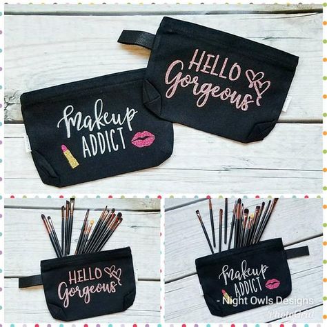 Need a sturdy but cute bag for all your cosmetics? These  Cotton Canvas bags are the perfect gift for the makeup lover in your life. They are also perfect for bridal party gifts!Personalization is made using glitter heat transfer vinyl applied with a heat press.Please leave name for personalization in notes.