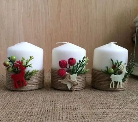 50+ Easy Farmhouse Christmas Decorations for a Rustic, Cozy Vibe - HubPages Glass Jar Tea Light Holder Diy, Christmas Crafts Diy Gifts, Jul Diy, Christmas Candle Decorations, Candle Crafts Diy, Easy Christmas Decorations, Diy Christmas Decorations Easy, Holiday Crafts Christmas, Easy Christmas Diy