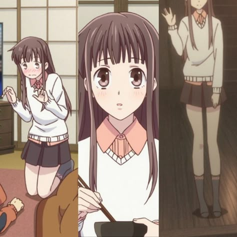 tohru honda - white sweater, pink collared shirt, and black skirt outfit Tohru Honda Clothes, Tohru Inspired Outfits, Fruits Basket Inspired Outfits, Tohru Honda Inspired Outfits, Tohru Honda Outfit Ideas, Tohru Honda Cosplay, Fruits Basket Outfits, Tohru Honda Aesthetic, Tohru Honda Outfit