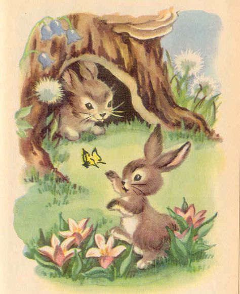 Dorothy Grider, "Animal Stories We Can Read", Images Noêl Vintages, Lapin Art, Vintage Easter Cards, Illustration Mignonne, Vintage Christmas Images, Vintage Bunny, Bunny Art, Images Vintage, Halloween Vintage