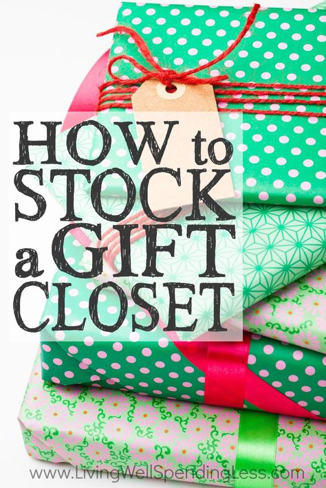 Tired of running around at the last minute (and spending way too much in the process) every time you need a gift?  A well stocked gift closet can save you time, money AND sanity, and putting one together is easier than you might think!  Don't miss these great tips for how to stock a gift closet of your own, starting today! Closet Organization Cheap, Gift Closet, Gift Card Presentation, Gift Packages, Cheap Christmas Gifts, Diy Christmas Gifts Cheap, Closet Organization Diy, Organization Gifts, Family Diy