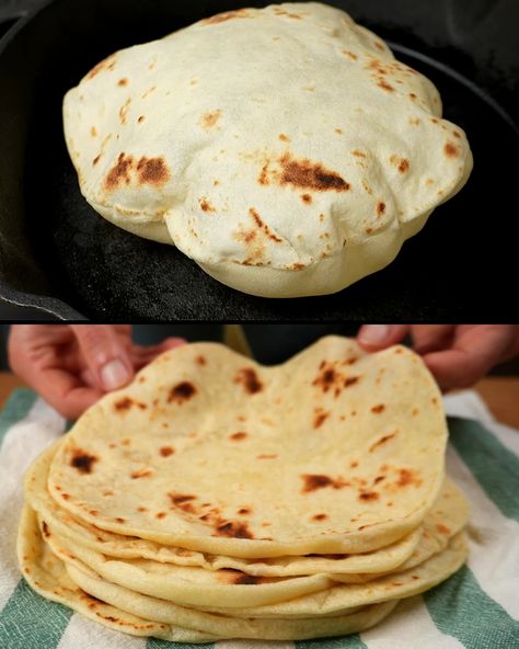 Homemade Soft Tortillas Recipe Homemade Flour Tortillas With Lard, Vegan Flour Tortillas, Small Batch Tortillas, Authentic Flour Tortillas, How To Make Homemade Tortillas, How To Make Flour Tortillas Homemade, Soft Tortilla Recipe Ideas, Homemade Tortillas Easy, Fluffy Flour Tortilla Recipe