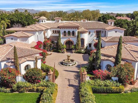 Spanish Style Mansion, Spanish Mansion, Mediterranean Mansion, Mansion Exterior, Mediterranean Style Home, Spanish Villa, Mesa Arizona, Spanish Style Homes, Mediterranean Home