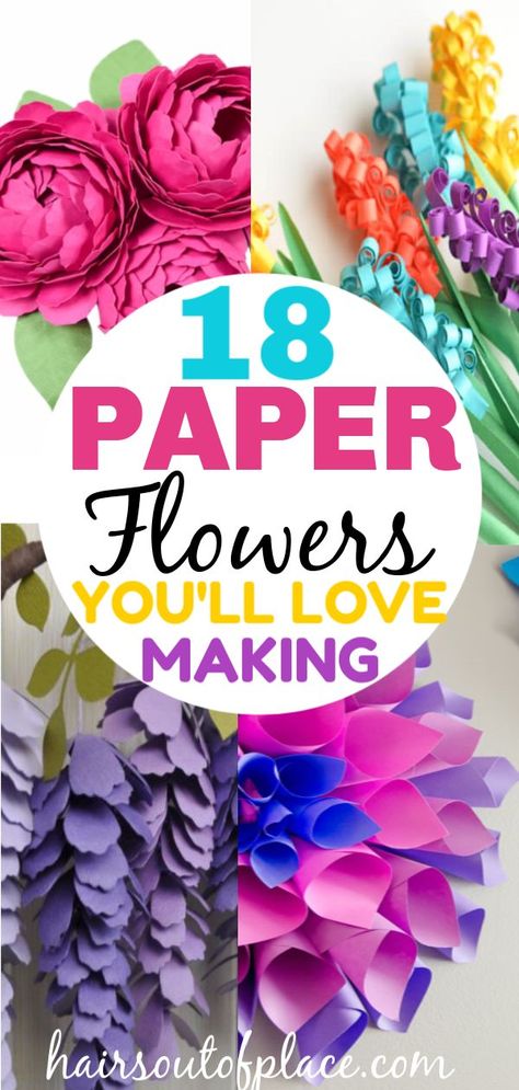 18 stunning paper flower tutorials to help you learn how to make DIY paper flowers from tissue paper, make giant paper flowers make easy ones and with a Circut too! #crafts #easycrafts #diycrafts #springcrafts #papercrafts #parties #diyparties #decorations Make Kylie Jenner, Paper Garlands, Chip Art, Diy Paper Flowers, Grow Flowers, Easy Paper Flowers, Hanging Ideas, Paint Chip, Large Paper Flowers