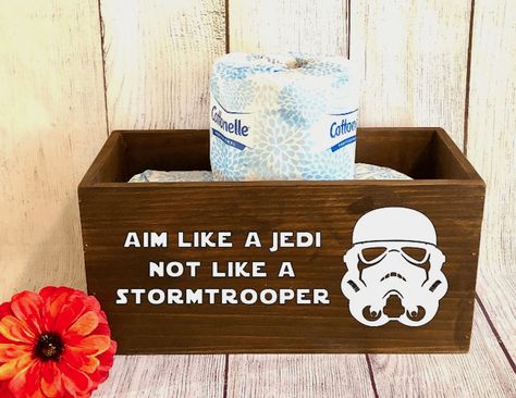 Star Wars House Decor, Star Wars Bathroom Decor, Star Wars Basement, Star Wars Themed Bathroom, Star Wars Bathroom, Toilet Paper Box, Disney Bathroom, Bathroom Box, Star Wars Bedroom