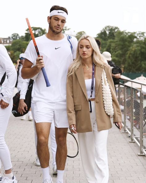 Morgan Riddle Outfits, Tennis Wag Aesthetic, Tennis Tournament Outfit, Wimbledon Outfit Women, Tennis Girlfriend, Tennis Wag, Morgan Riddle, Vietnam Tailor, Future Manifestation