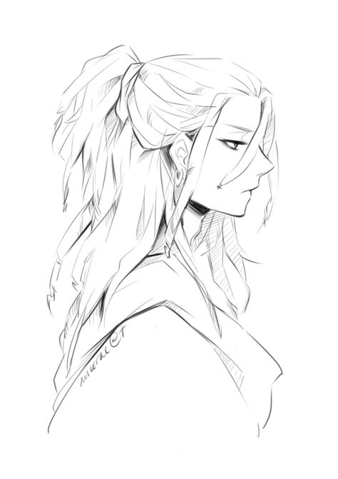 by tumblr ancore Braided Hairstyles Reference Drawing, Male Long Hairstyles Drawing Reference, Male With Long Hair Drawing, Male Long Hairstyles Drawing, Long Male Hairstyles Drawing, Mens Hair Drawing Reference, Long Hair Drawing Reference Male, Long Hairstyles Drawing Reference, Ponytail Reference