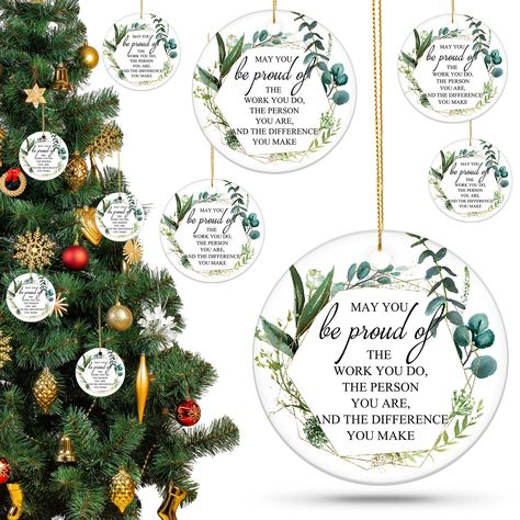 PRICES MAY VARY. Appreciation Gifts for Coworkers: the package includes 10 pieces of hanging ornaments for coworkers of 3 inches wide, convenient for you to send to your coworkers, friends, teachers, nurses, leaders, family members or leaving colleagues, which will be an unforgettable and memorable keepsake for them Elegant Design: our co worker ornament is designed into a round shape with eucalyptus leaves adorned on both sides, not easy to fade or yellow, and that will become an active and mot Christmas Appreciation Gifts, Christmas Tree Ceramic, Volunteer Gifts, Goodbye Gifts, Work Anniversary, Christmas Gifts For Coworkers, Christmas Favors, Leaving Gifts, Round Ornaments