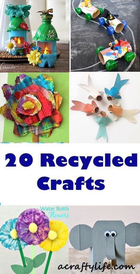 recycled kid crafts - acraftylife.com #preschool #craftsforkids #crafts #kidscraft Recycled Items Crafts, Recycled Art Crafts, Recycled Crafts Kindergarten, Kindergarten Recycled Art Projects, Upcycled Crafts For Kids, Recycled Crafts Kids Preschool, Recycle City, Recycled Crafts For Kids, Recycled Crafts Kids Projects