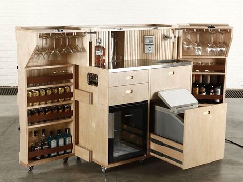 Shopping: Cool and convenient crate furniture that's perfect for your loft! - Home & Decor Singapore Wooden Crate Furniture, Crate Bar, Foodtrucks Ideas, Transforming Furniture, Refacing Kitchen Cabinets, Cabinet Refacing, Multipurpose Furniture, Crate Furniture, Folding Furniture