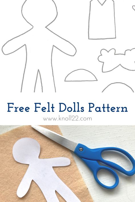 Easy Felt Dolls Diy, Felt Doll Pattern Free Templates Quiet Books, Tiny Cloth Doll Pattern, Free Doll Patterns To Sew Simple, Diy Felt Doll House, Paper Doll Pattern, Tiny Doll Pattern Free, Pocket Dolls Pattern Free, Felt Paper Dolls Pattern Free