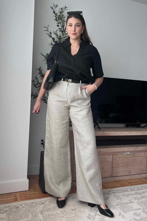 I tried the best linen pants for women and here were my favorite linen pants for thick thighs. J crew linen pant outfit Wide Linen Pants Outfit, Pants For Thick Thighs, Thick Thighs Fashion, Thick Thigh Outfits, Linen Pants Outfit Work, Linen Dress Outfit, Trousers Women Outfit, Outfits For Short Women, Linen Pants For Women