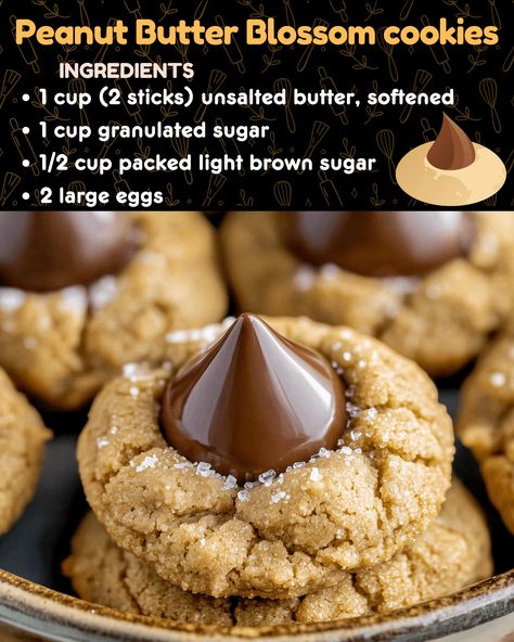 The Best Peanut Butter Blossoms, Peanut Blossoms Recipe, Peanut Blossom Cookies Recipe, Hershey Peanut Butter Blossom Cookies, Peanut Blossoms Cookies, 1 Cookie Dough Many Cookies, Peanut Butter Blossom Cookies Easy, Easy Blossom Cookies, Peanut Cup Cookies