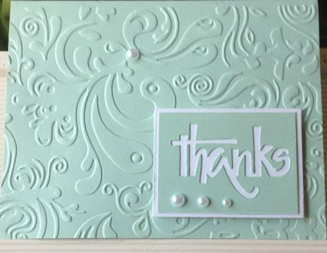 Thank U Cards, Embossed Background, Karten Design, Cricut Cards, Making Greeting Cards, Embossed Cards, Card Making Inspiration, Pretty Cards, Card Tags