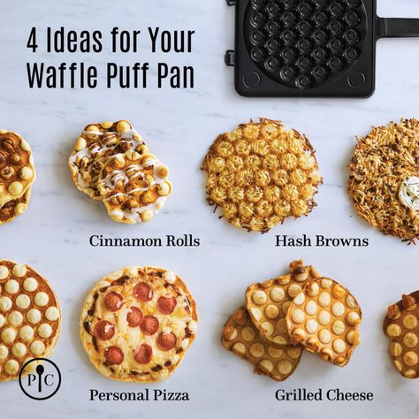 Bubble Waffle Puff Pan Ideas Waffle Batter Recipe, Waffle Pan, Waffle Pizza, Iron Ideas, Bubble Waffles, Kitchen Secrets, Egg Waffle, Pampered Chef Party, Waffle Maker Recipes