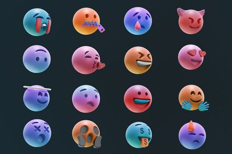 Emoji Design Ideas, Happy Icon, Emotion Expression, Presentation Website, 3d Emoji, Emoji Characters, Neo Pop, Emoji Design, Cool Face