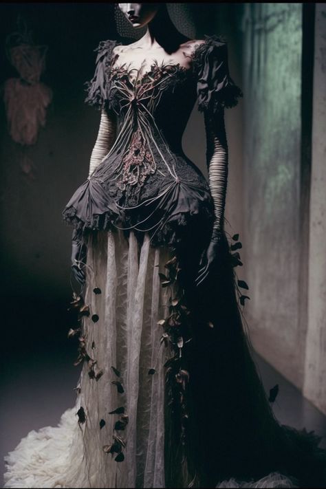 Ethereal gothic gown dress Goth Goddess Dress, Gothic Fairy Fashion, Gothic Floral Dress, High End Gothic Fashion, Gothic Vintage Dress, Victorian Gothic Gown, Goth Fantasy Dress, Ethreal Dresses, Gothic Fairy Dress