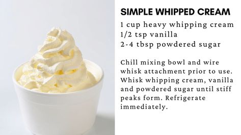 Whip Cream Recipe, Simple Whipped Cream, Homemade Whip Cream, Diy Condiments, Make Whipped Cream, White Recipes, Homemade Whipped Cream Recipe, Whipped Cream Recipe, Fruit Pies