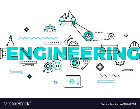 Technology engineering flat concept Royalty Free Vector Industrial Engineering Logo, Engineering Graphic Design, Engineer Illustration, Engineering Illustration, Industrial Illustration, Engineering Graphics, Engineers Day, Process Engineering, Vector Technology