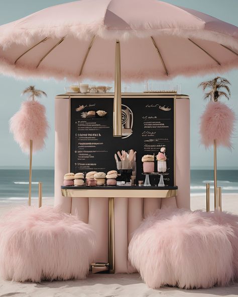 This beach scene embodies the unique style I can create for your brand. I craft captivating brand identities, websites, and graphics inspired by the luxurious allure of beachside living, where vintage glamour meets modern sophistication. Let's create a digital oasis that exudes luxury and enchants your audience. #branding #webdesign #graphicdesign #luxurybranding #coastalchic #vintageglamour Perfume Party Ideas, Pumpkin Perfume, Brand Trip, Master Balcony, Makeup Stand, Event Booth, Brand Event, Dream Wedding Decorations, Dusty Rose Wedding