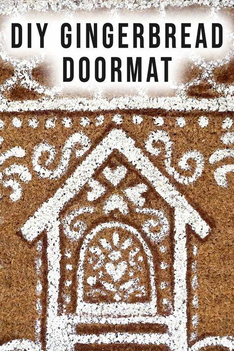 Gingerbread Doormat, Diy Rug Painting, Christmas Anthropologie, Anthropologie Hacks, Diy Anthropologie, Ginger Bread House Diy, Anthropologie Christmas, Diy Christmas Door, Door Mat Diy