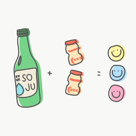 Soju Drawing, Yakult Drawing, Soju Illustration, Yakult Aesthetic, Soju Poster, Soju Aesthetic, Noteit Idea, Bf Picture, Crazy Wallpaper