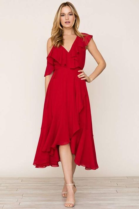 Yumi Kim Romance Me Dress... White High Low Dress, Fuschia Color, Floral Wrap Maxi Dress, Ruffle Wrap Dress, Draped Midi Dresses, Yumi Kim, French Connection Dress, Maxi Dress Navy, Midi Dress Casual