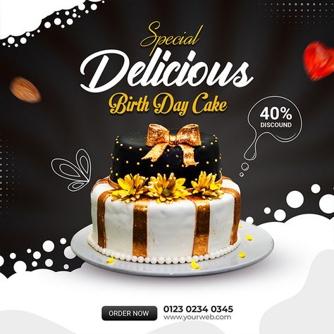 Delicious Birthday Cake Square Social Media Post Banner#pikbest#Templates#Others Cakes Banner Design, Birthday Cake Poster Design, Cakes Poster Design, Cake Poster Background, Cake Background Design, Cake Social Media Design, Cake Banner Design, Cake Creative Ads, Cake Poster Design Ideas