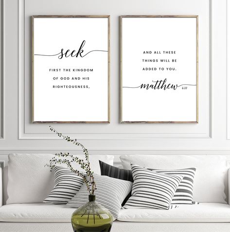 Matthew 5:33 Seek First Bible Verse Wall Art, Printable Wall Art, Set of 2 Bible Verse Digital Print, Church Wall Decor, 20x30, 18x24, 16x20 Church Wall Decor, Gospel Bible, Luke 6, Wall Art Set Of 2, Christian Wall Decor, John 4, Verse Wall Art, 1 Thessalonians, Scripture Wall Art