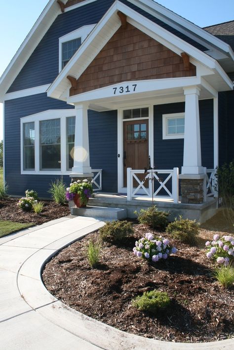 Navy Blue House Exterior, Cabin Siding, Best Exterior House Paint, Exterior Paint Color Combinations, Siding Ideas, Best Exterior Paint, House Paint Color Combination, Blue Exterior, Exterior House Paint Color Combinations